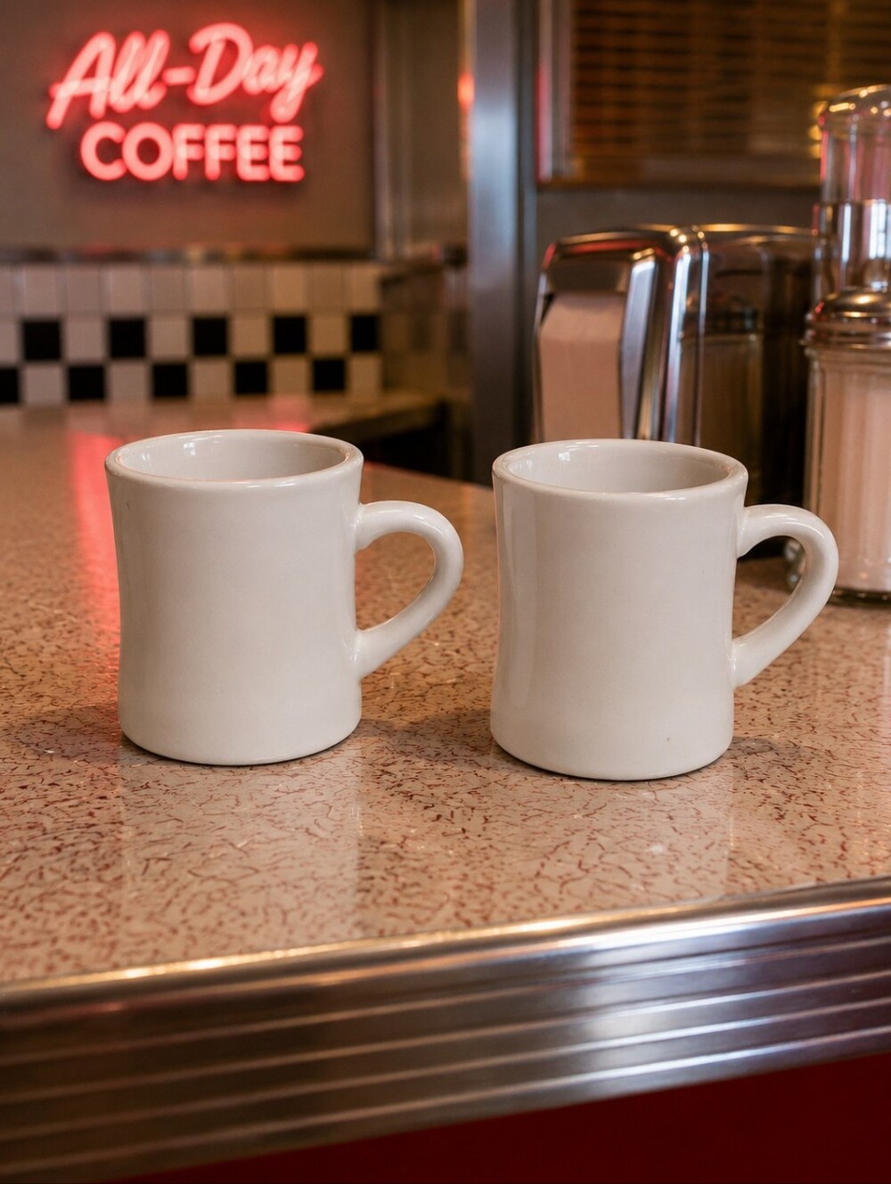 Two Vintage M-Ware Thick-Walled Diner Mugs